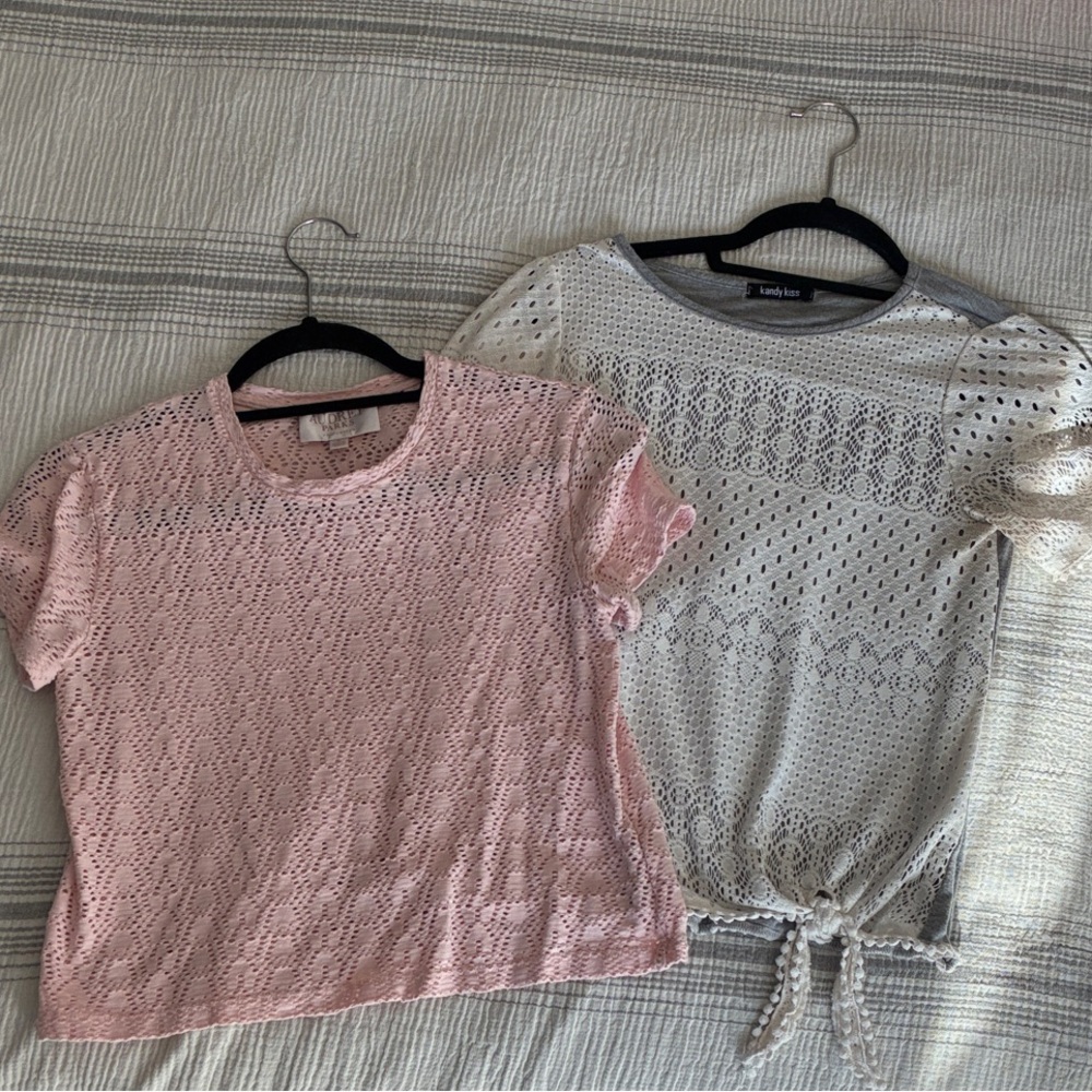 ✨Pink and White Lace Tops